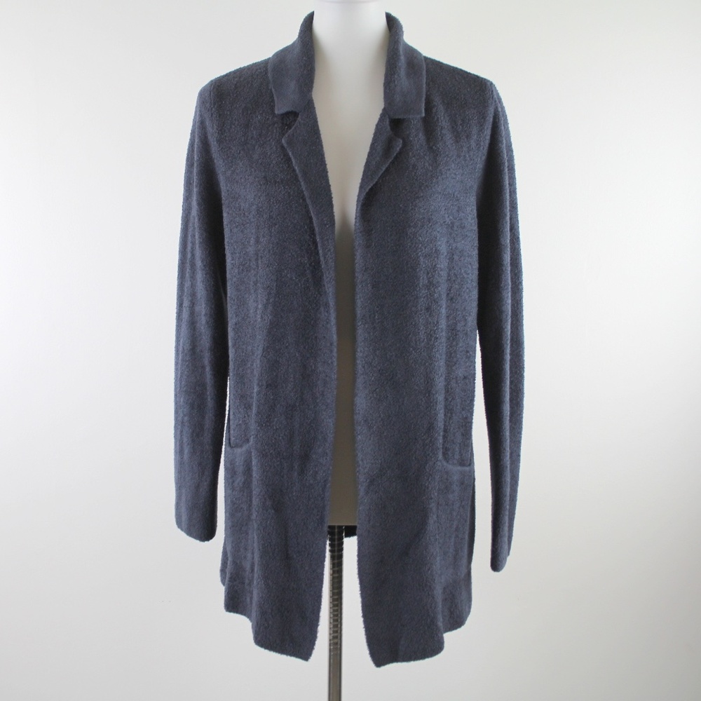 Barefoot Dreams CozyChic Lite Double Knit Notch Collar Pacific Blue Cardigan S